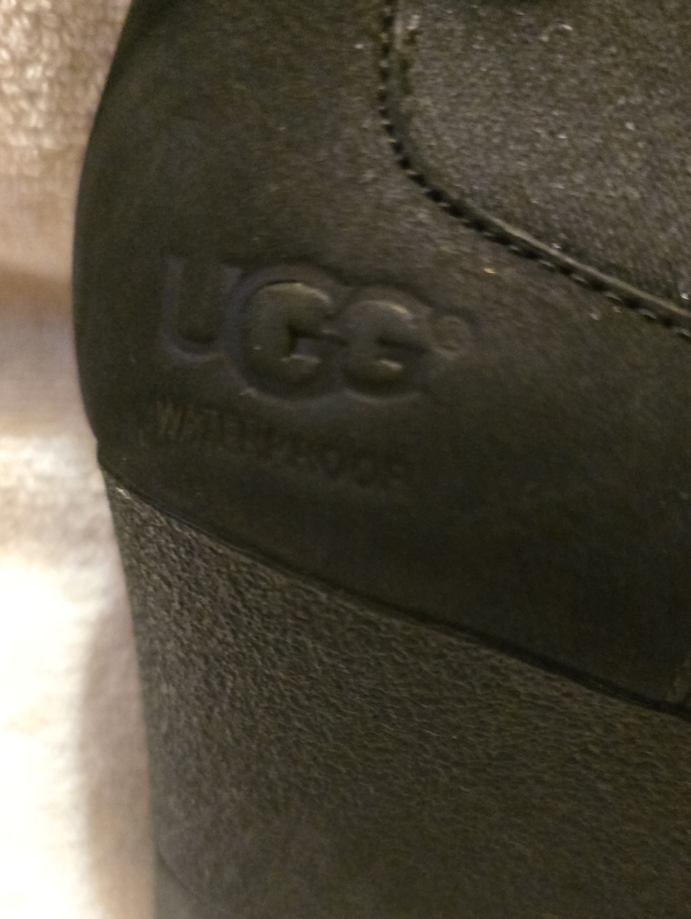 UGG Indra Black Waterproof Leather Wedge Ankle Boots NWOB Size 9